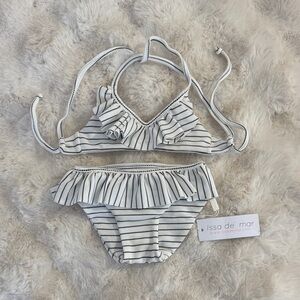 Issa de' mar Kids Ruffle Bikini - Black and White Stripes
